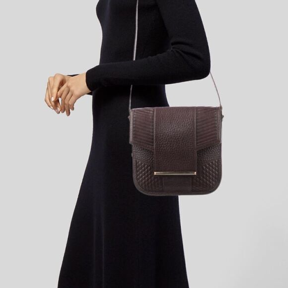 Reece Hudson Grained Brown Leather Shoulder Bag - Picture 2 of 6